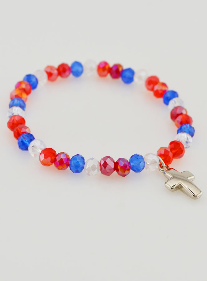 Bracelet Avec Croix - Bleu Blanc Rouge (pic 4)