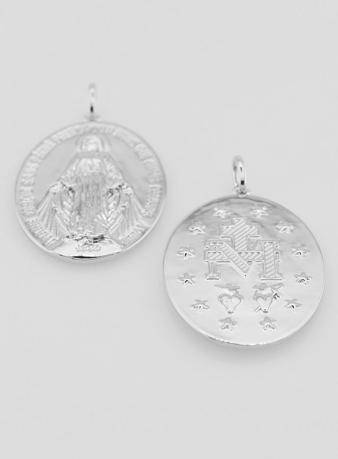 Médaille Miraculeuse Rhodiée - 30mm (pic 2)