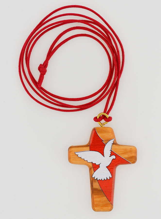 Pendendif Croix Bois Esprit Saint & Cordon (pic 1)