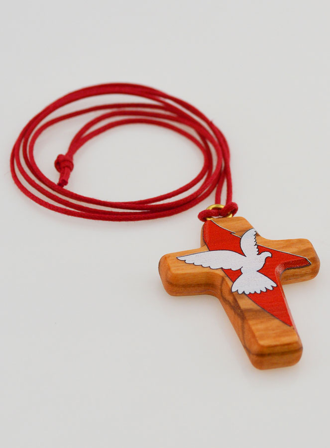 Pendendif Croix Bois Esprit Saint & Cordon (pic 2)