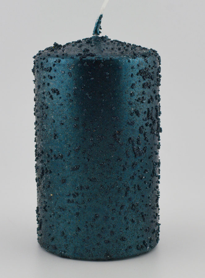 Bougie de Décoration Pailletée - Bleu Vert (pic 1)