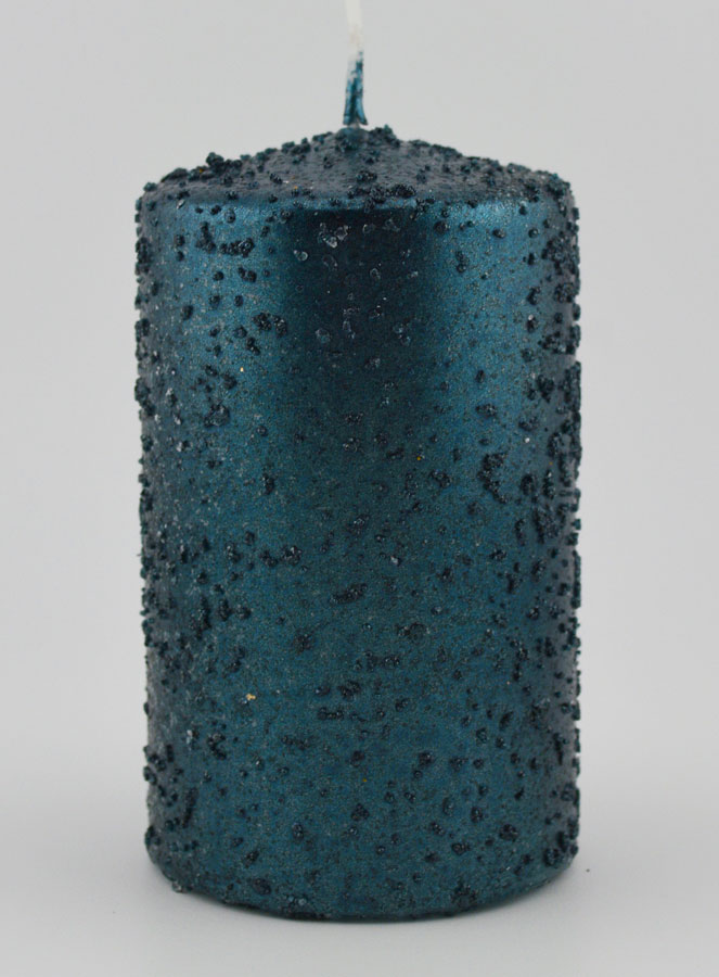 Bougie de Noël à Paillettes - Bleu Vert (pic 1)