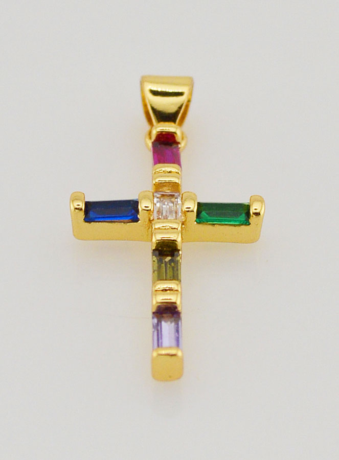 Pendentif Croix Multicolore - 23mm (pic 2)