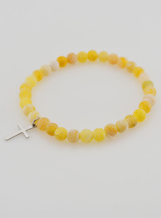 Bracelet Religieux Croix & Agate - Jaune (pic 4)