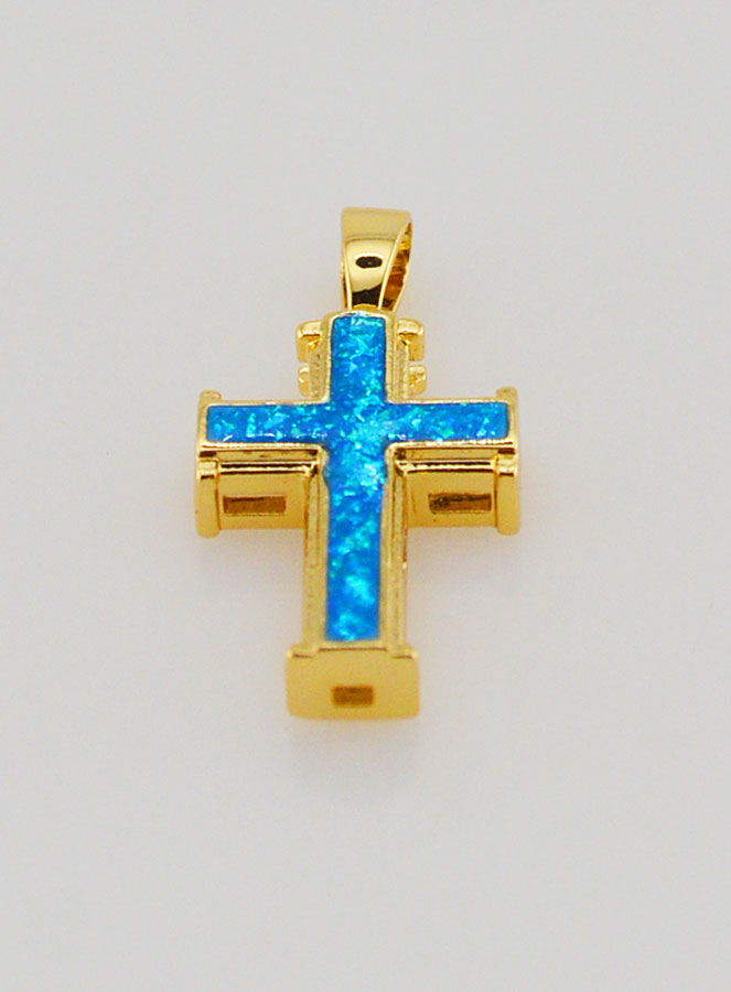 Pendentif Croix Bleu - 17mm (pic 2)