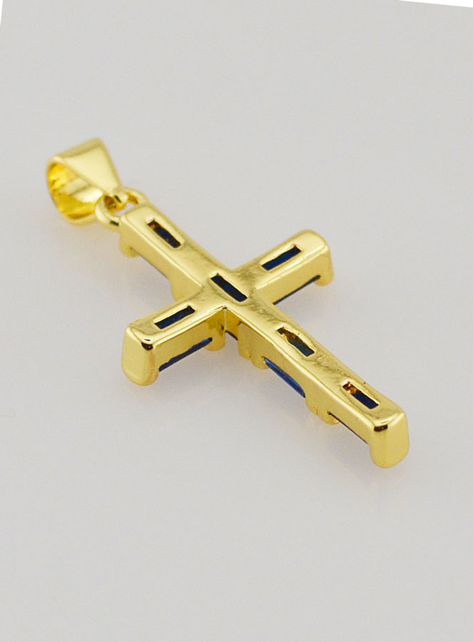 Pendentif Croix Bleu - 23mm (pic 4)