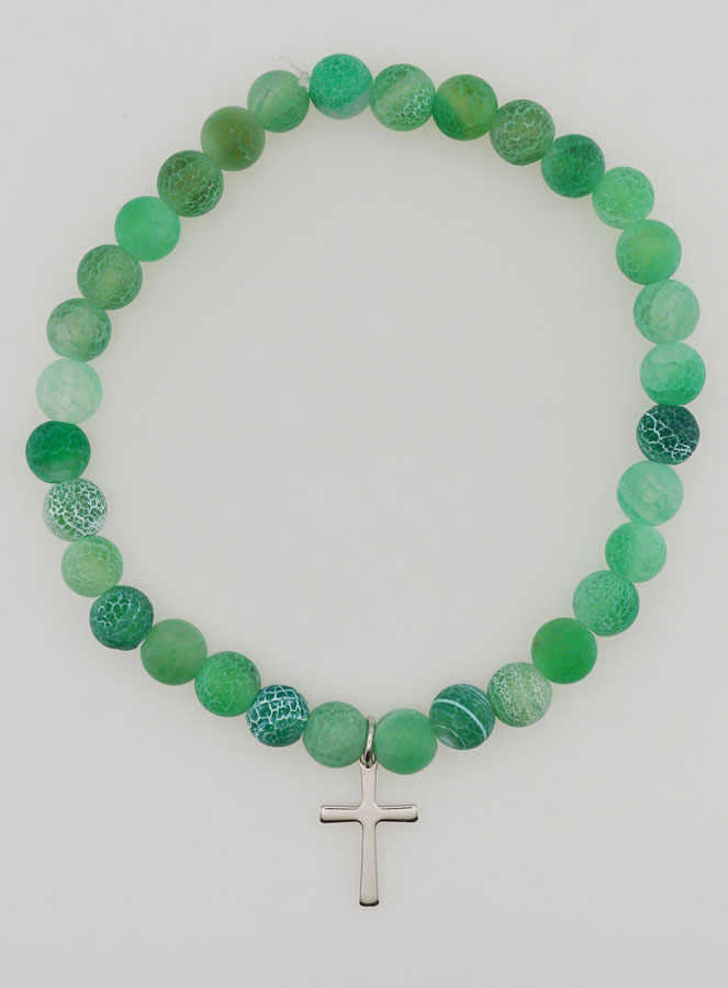 Bracelet Religieux Croix & Agate - Vert (pic 1)