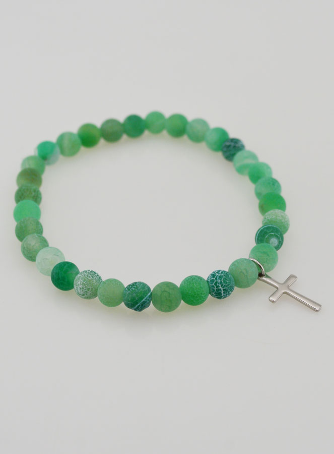 Bracelet Religieux Croix & Agate - Vert (pic 3)