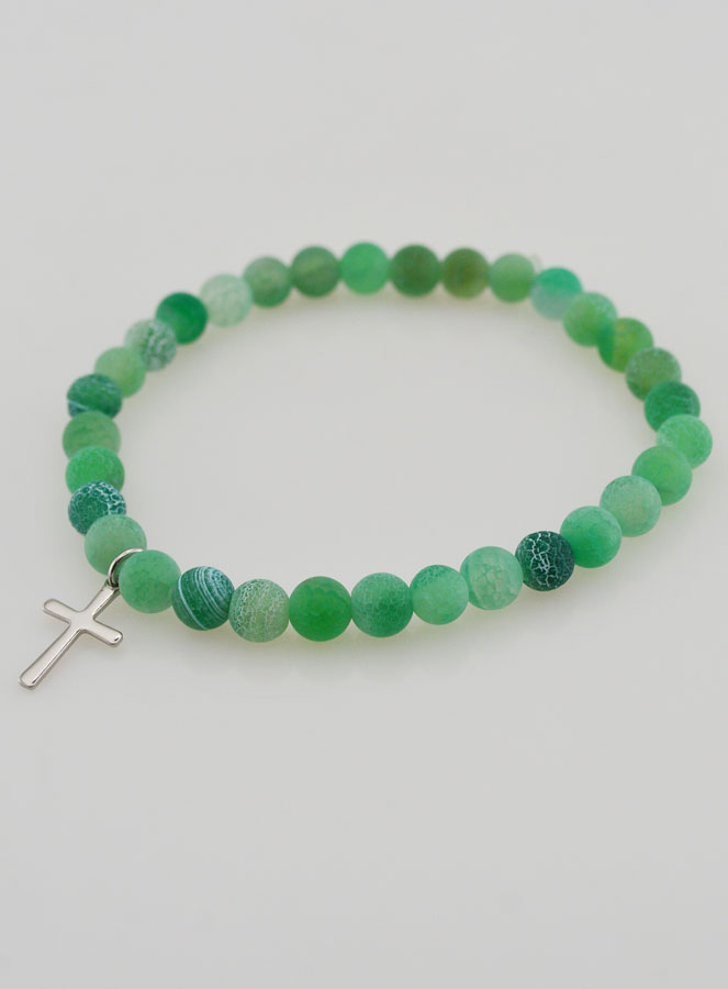 Bracelet Religieux Croix & Agate - Vert (pic 4)