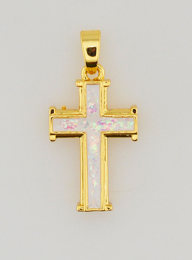 Pendentif Croix Blanc - 17mm (pic 1)