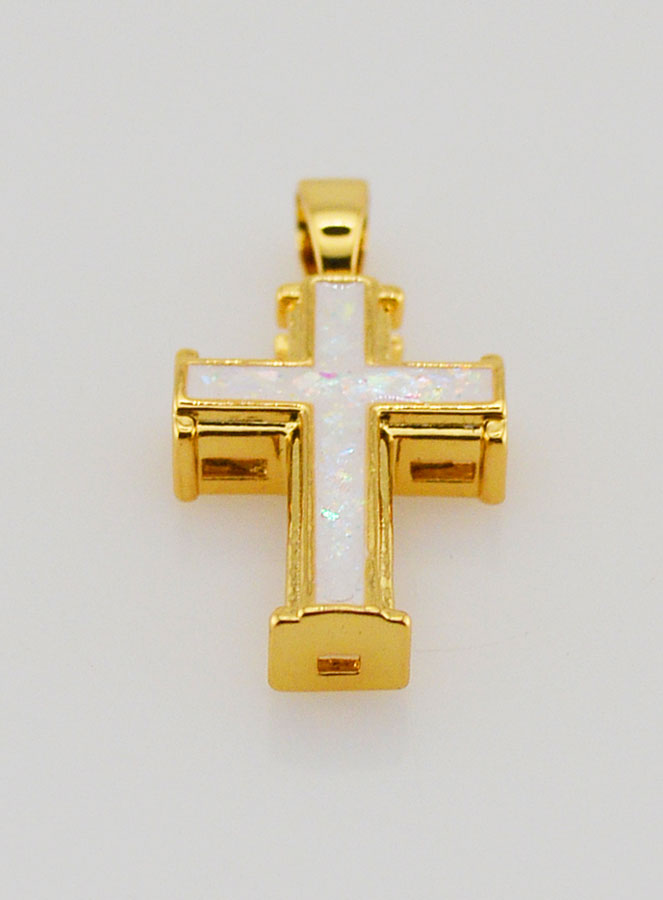 Pendentif Croix Blanc - 17mm (pic 2)