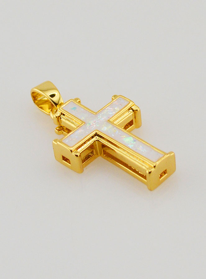 Pendentif Croix Blanc - 17mm (pic 3)