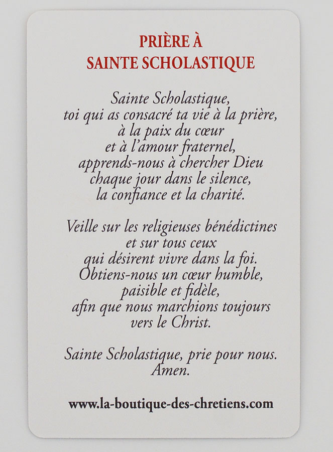 Carte de Prière à Sainte Scholastique (pic 4)