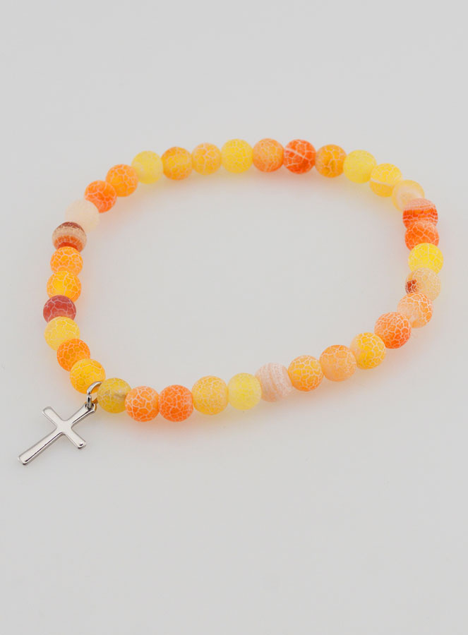 Bracelet Religieux Croix & Agate - Orange (pic 3)