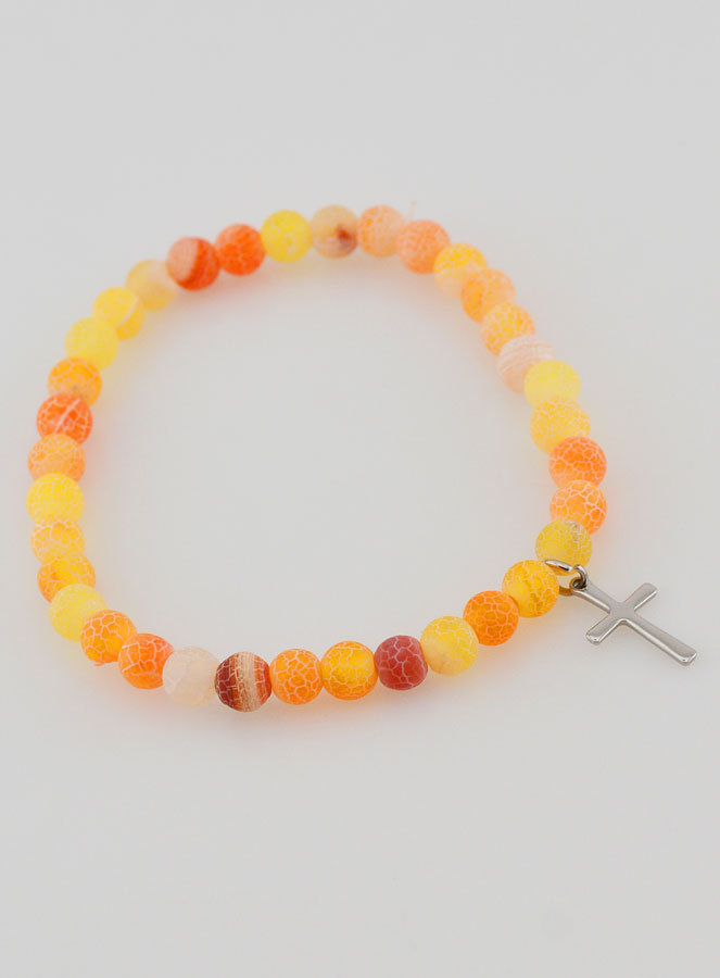 Bracelet Religieux Croix & Agate - Orange (pic 4)