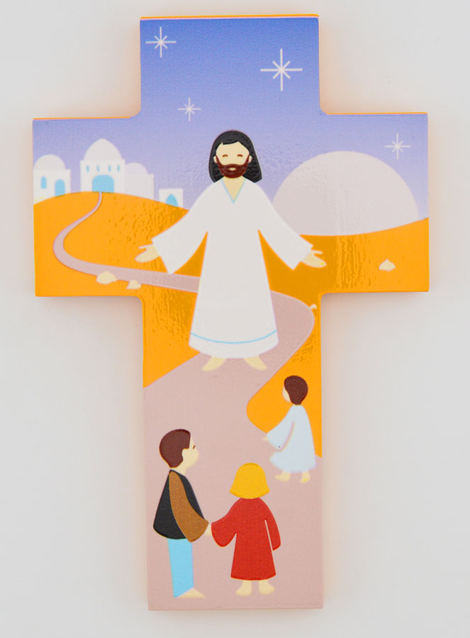 Croix Enfant en Bois - Jésus et Enfants (pic 1)