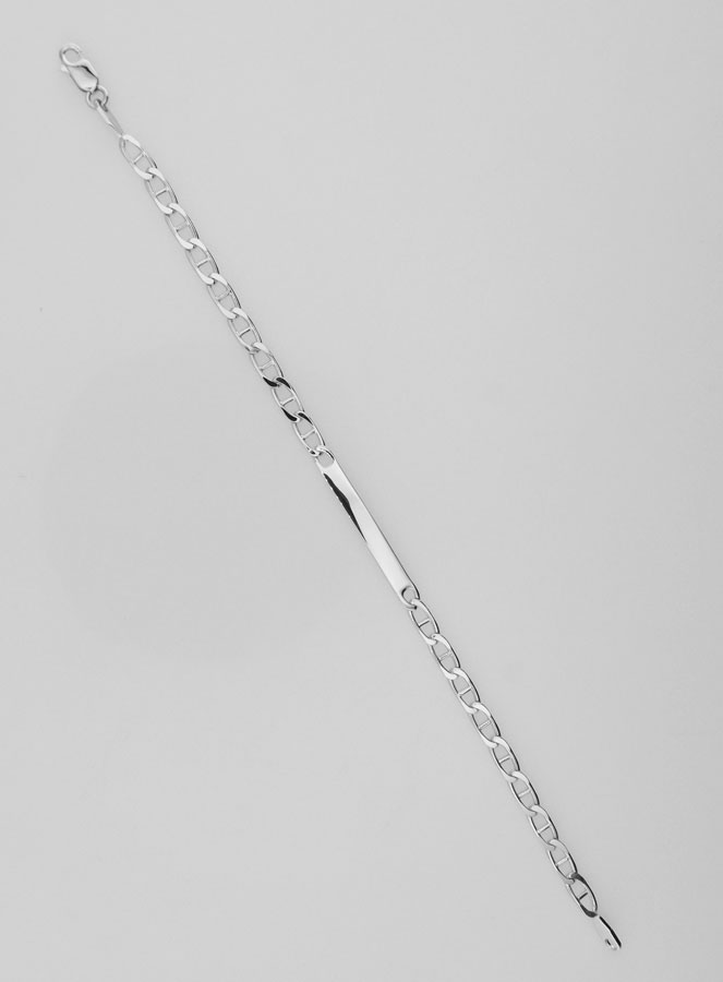 Gourmette de Baptême en Argent Rhodié - 18cm (pic 1)