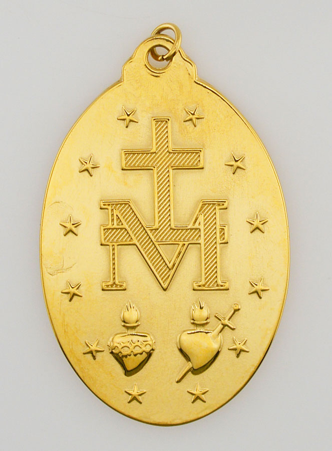 Médaille Miraculeuse en Inox Doré - 33mm (pic 3)