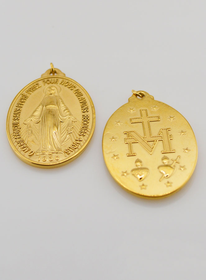 Médaille Miraculeuse en Inox Doré - 33mm (pic 4)