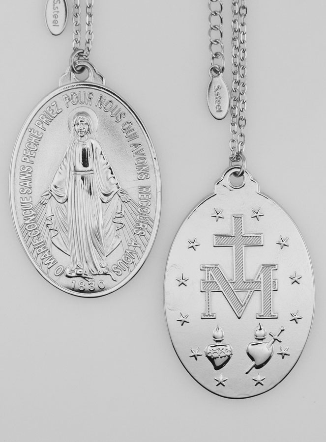 Médaille Miraculeuse & Chaîne en Inox - 33mm (pic 1)