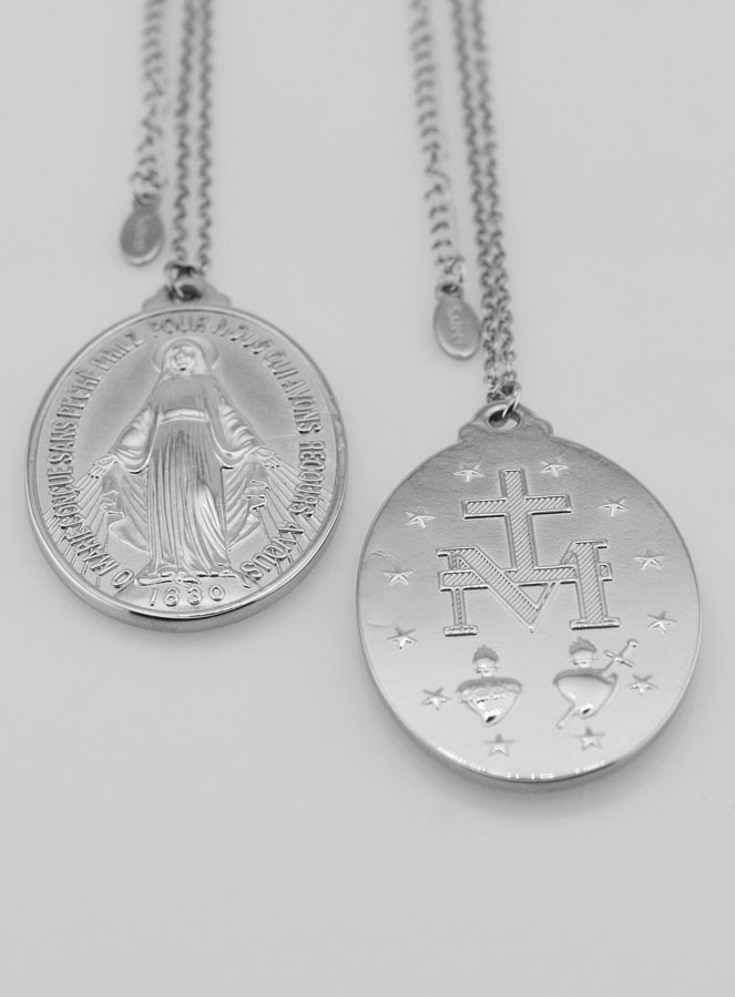 Médaille Miraculeuse & Chaîne en Inox - 33mm (pic 3)