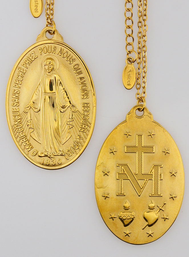 Médaille Miraculeuse & Chaîne Dorée - 33mm (pic 1)
