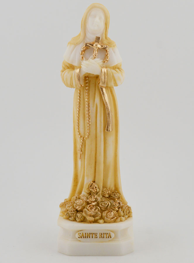 Statue de Sainte Rita en Albâtre Peint - 12cm (pic 1)