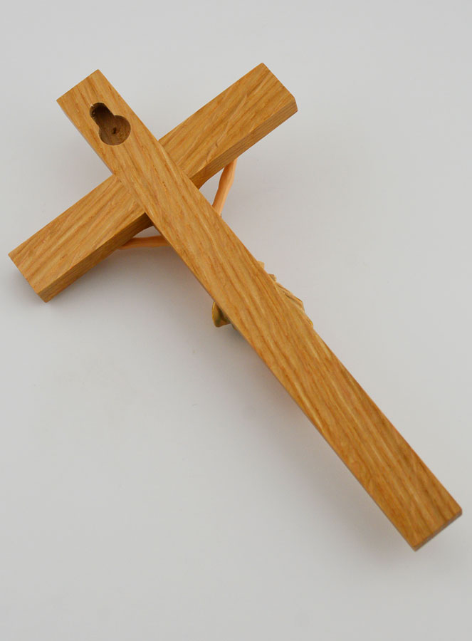 Crucifix en Tilleul & Christ au Linge Bleu - 18 cm (pic 4)