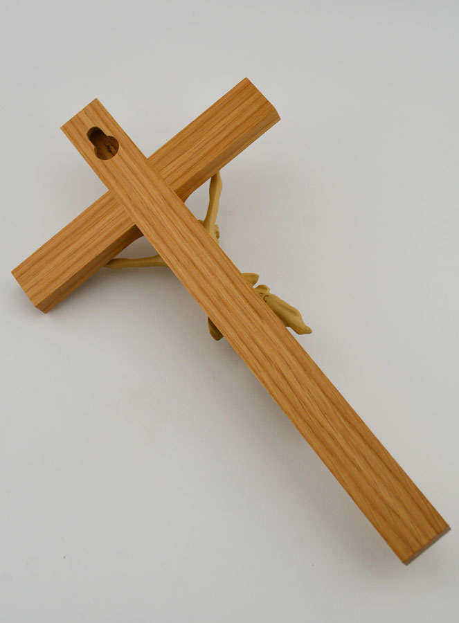 Crucifix en Chêne Naturel & Christ - 22cm (pic 4)