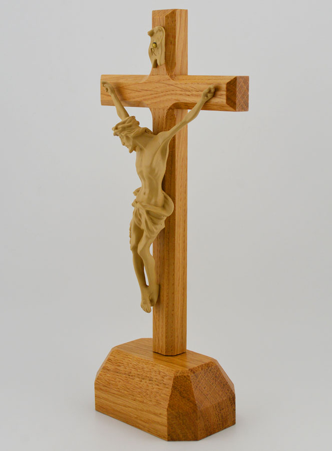 Crucifix sur Socle en Chêne - 22cm (pic 2)
