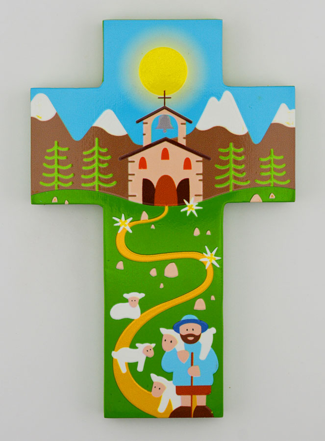 Croix Enfant en Bois - Bon Berger (pic 1)