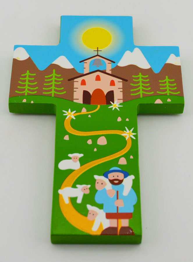 Croix Enfant en Bois - Bon Berger (pic 2)