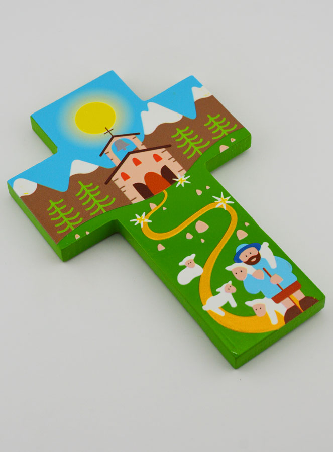Croix Enfant en Bois - Bon Berger (pic 3)