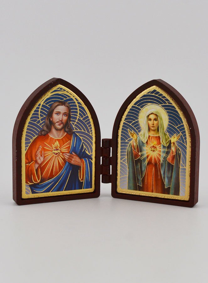 Icône Diptyque Mini - Sacrés Coeurs de Jésus & Marie (pic 1)