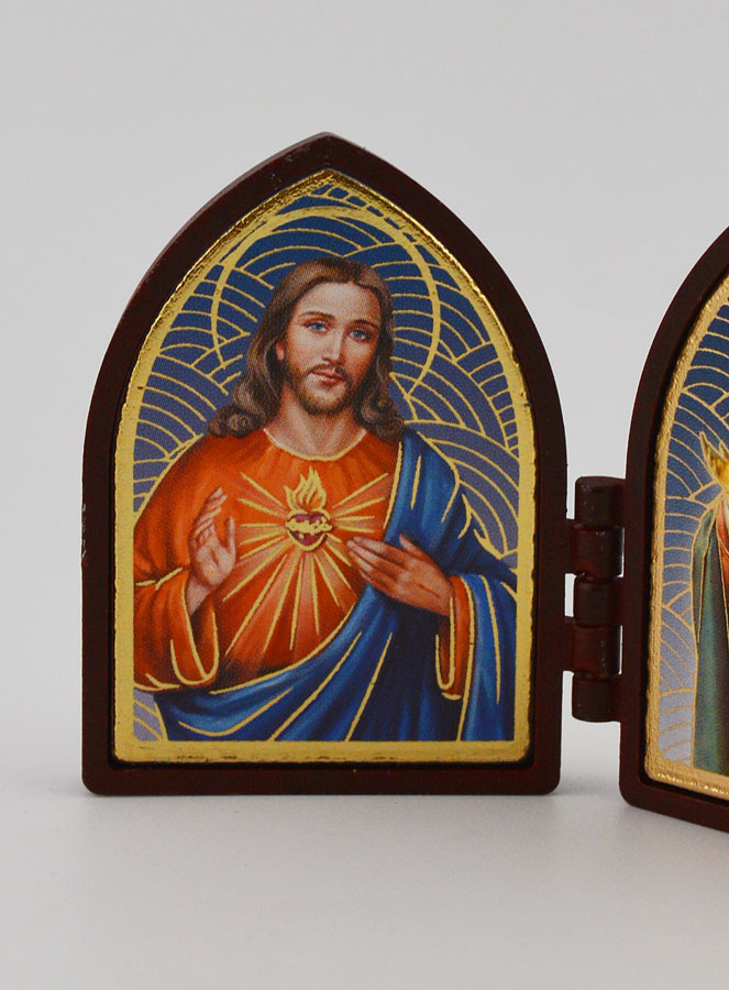 Icône Diptyque Mini - Sacrés Coeurs de Jésus & Marie (pic 2)