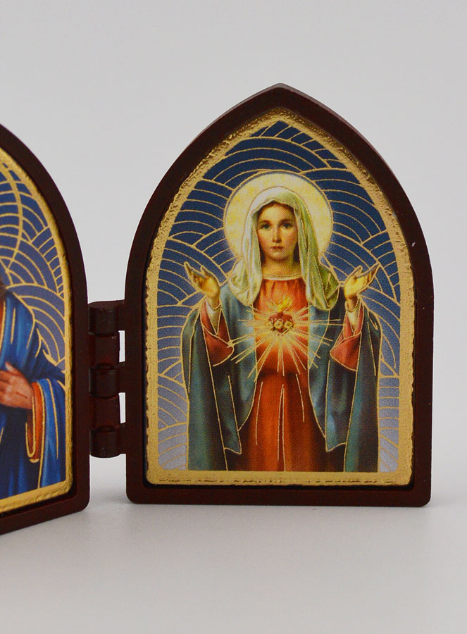 Icône Diptyque Mini - Sacrés Coeurs de Jésus & Marie (pic 3)
