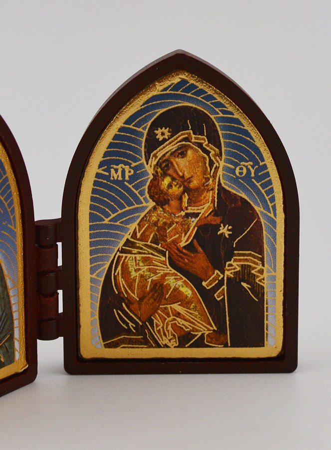 Icône Diptyque Mini - Christ Pantocrator & Vierge de Vladimir (pic 3)
