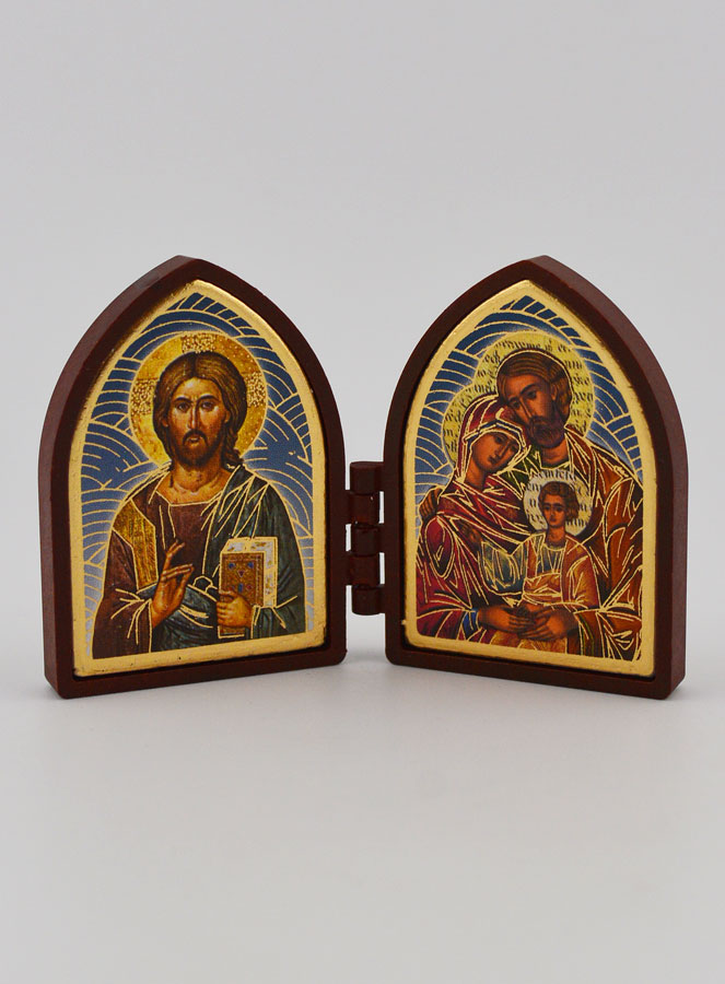 Icône Diptyque Mini - Christ Pantocrator & Ste Famille (pic 1)