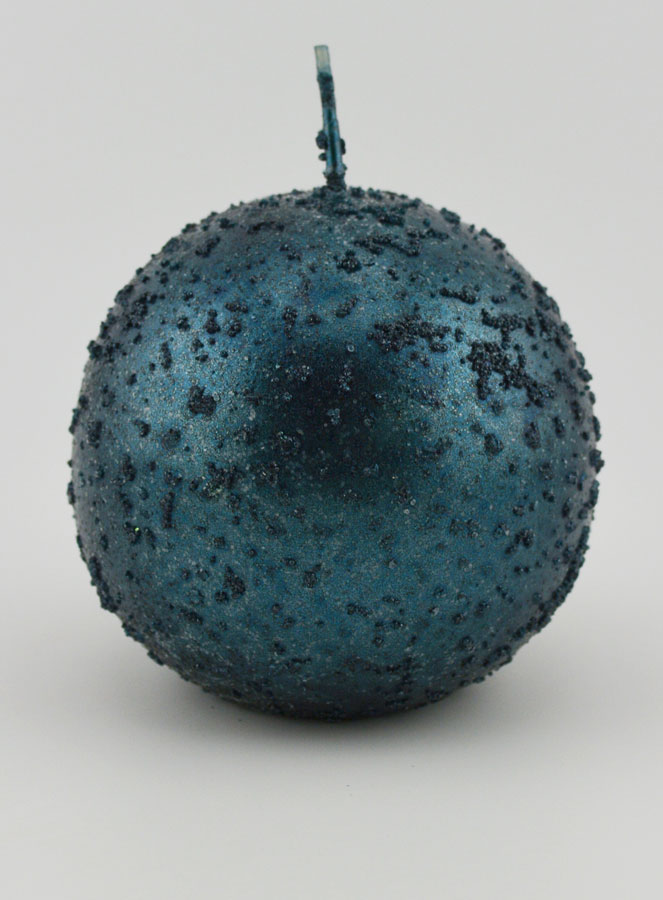 Bougie Boule de Noël Pailletée - Bleu Vert (pic 1)