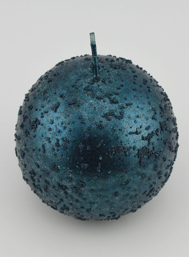 Bougie Boule de Noël Pailletée - Bleu Vert (pic 2)