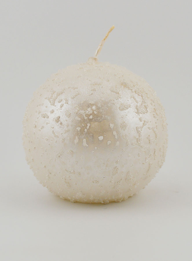 Bougie Décoration Sphère Pailletée - Blanc Perlé (pic 1)