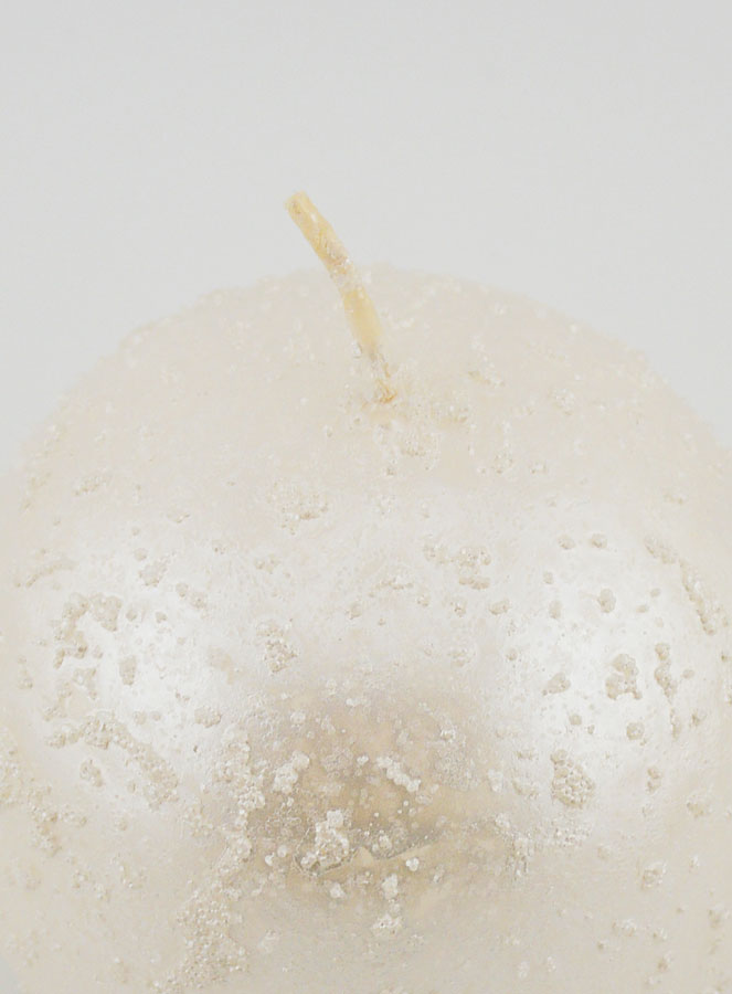 Bougie Boule de Noël Pailletée - Blanc Perlé (pic 4)