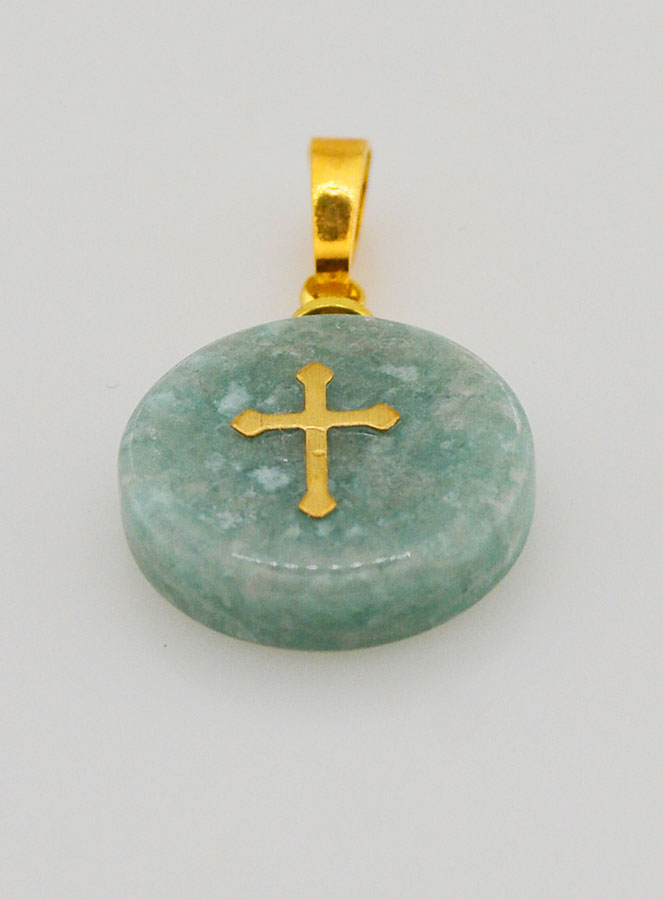 Médaille Avec Croix - Bleu Vert (pic 2)