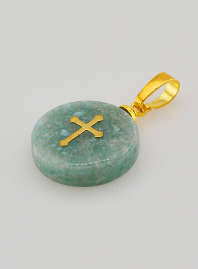 Médaille Avec Croix - Bleu Vert (pic 4)