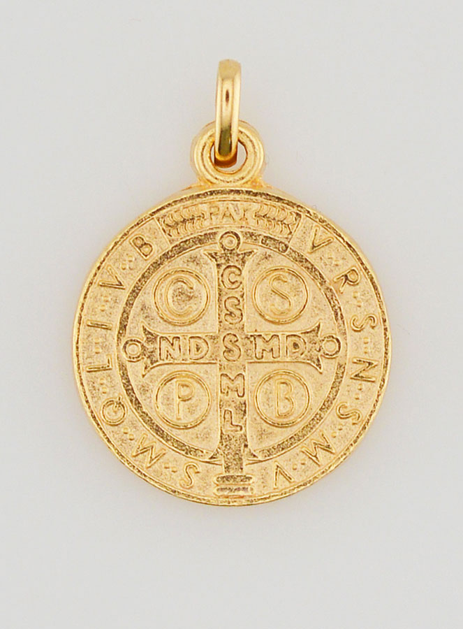 Médaille de Saint Benoît en Plaqué Or - 18mm (pic 1)