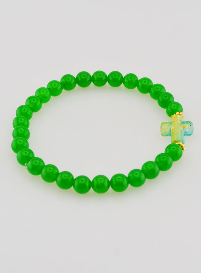 Bracelet Religieux Croix & Jade Vert (pic 2)