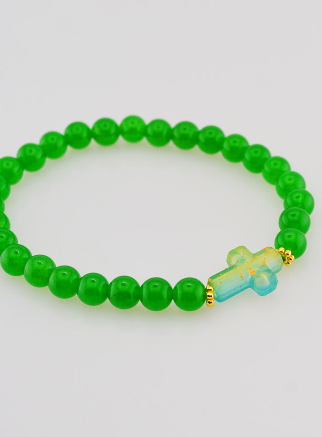 Bracelet Religieux Croix & Jade Vert (pic 3)