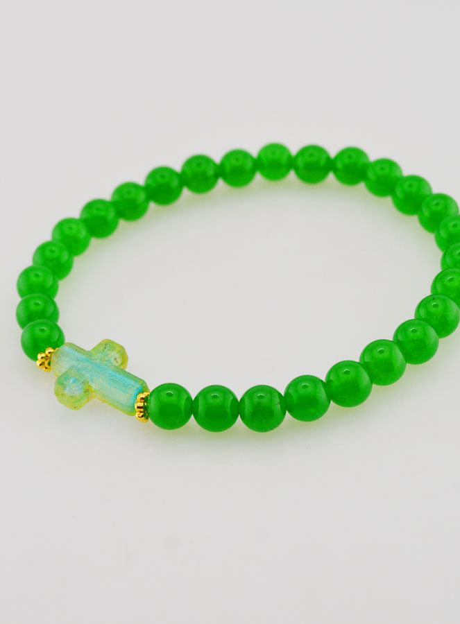 Bracelet Religieux Croix & Jade Vert (pic 4)