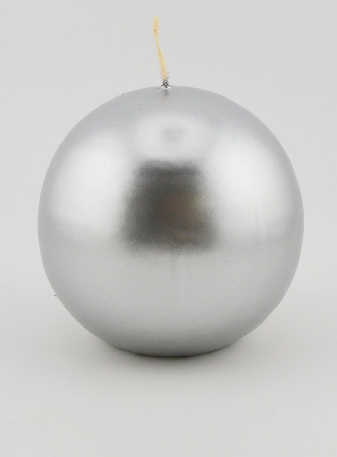 Bougie Boule de Noël 8cm - Argent (pic 1)