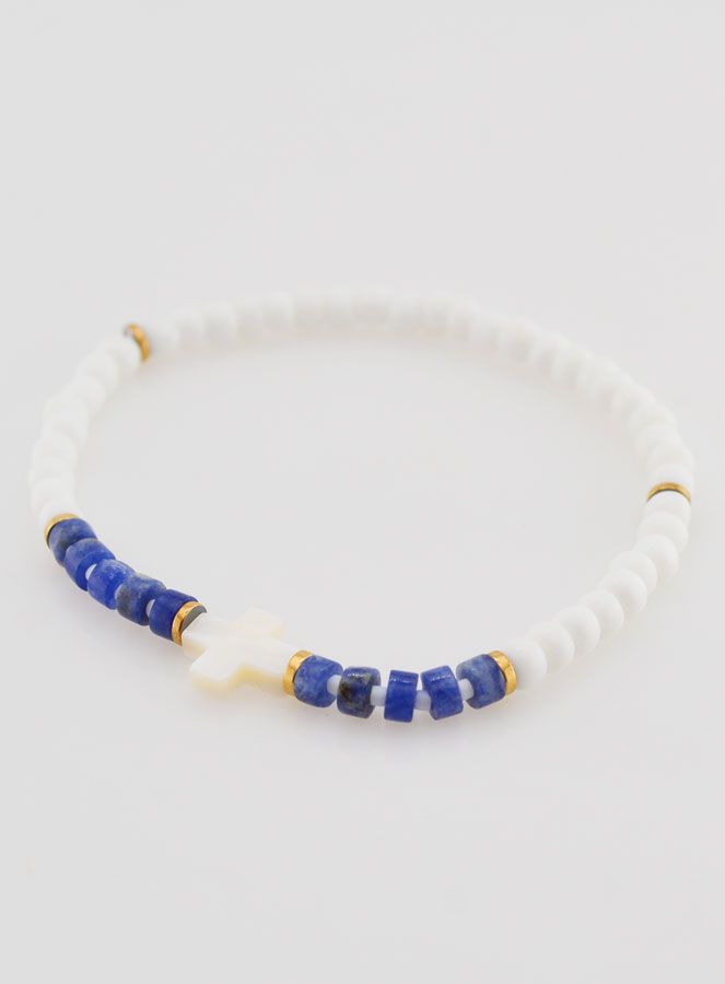 Bracelet Religieux Pierre & Nacre - Bleu (pic 3)